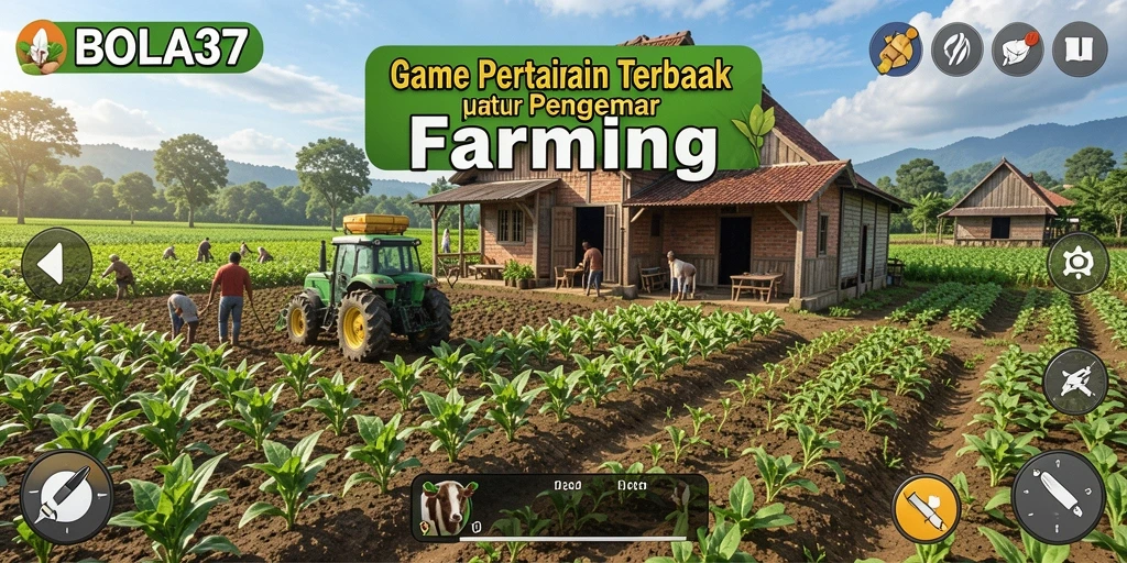 Screenshot gameplay BOLA37 menampilkan aktivitas bertani yang seru dan menantang.