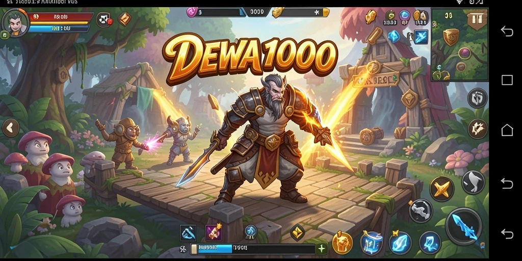 Tampilan seru dari gameplay DEWA1000 dengan karakter dan pertarungan epik.