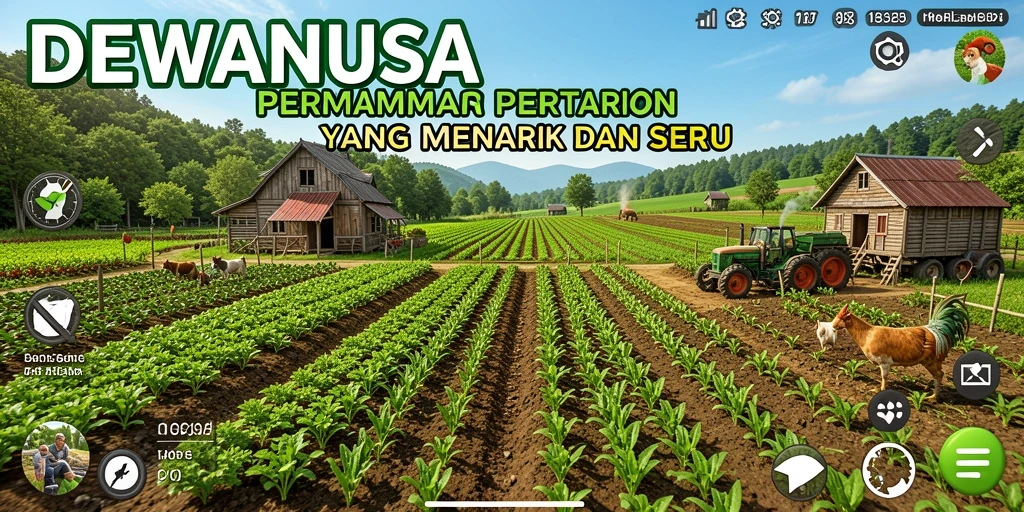 Tampilan gameplay DEWANUSA yang menunjukkan aktivitas pertanian.