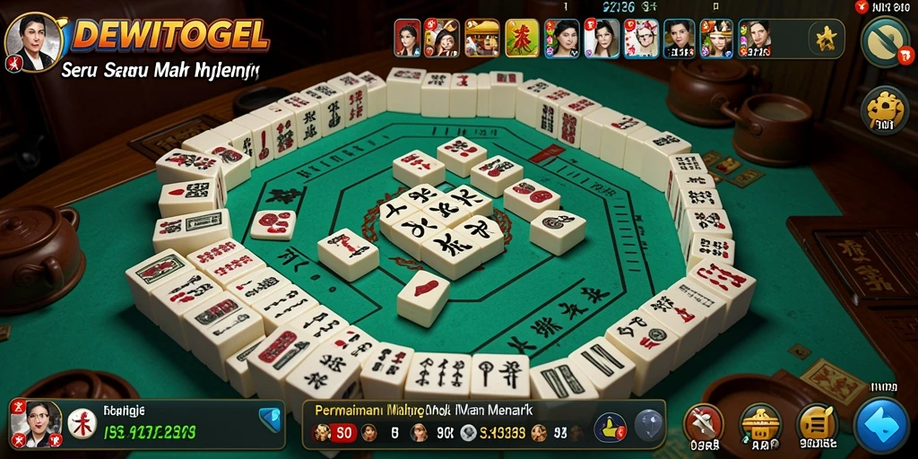 Tampilan gameplay <strong>DEWITOGEL</strong> dengan ubin Mahjong yang berwarna-warni.