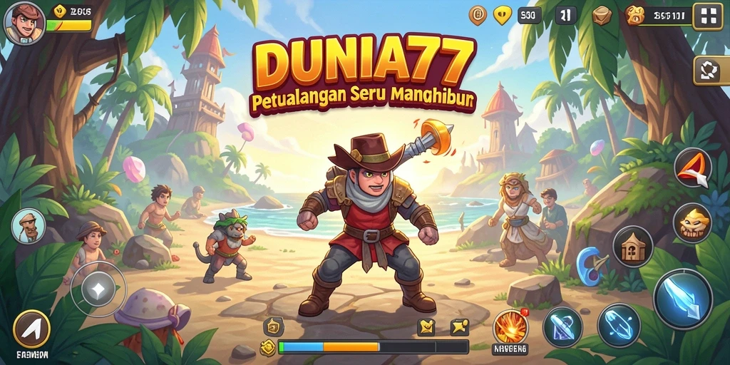 Tampilan gameplay DUNIA77 yang penuh warna dan menarik.