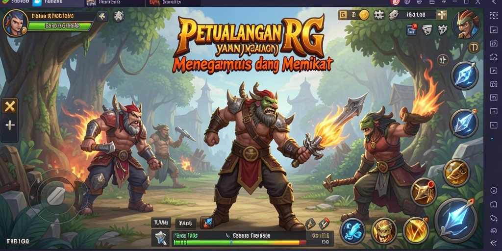 Tangkapan layar utama menampilkan aksi pertarungan epik dalam game RPG.