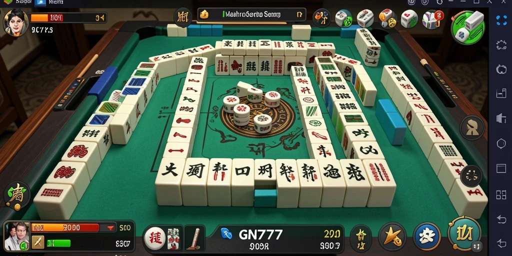 Tampilan gameplay menantang di GN777 dengan ubin Mahjong yang berwarna-warni.