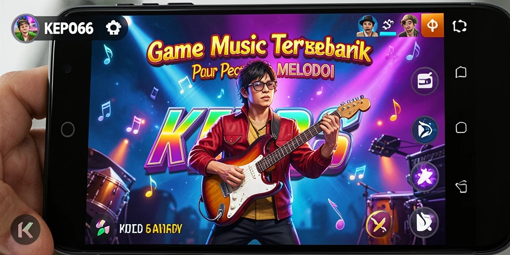 Gameplay KEPO66 dengan tantangan musik interaktif.
