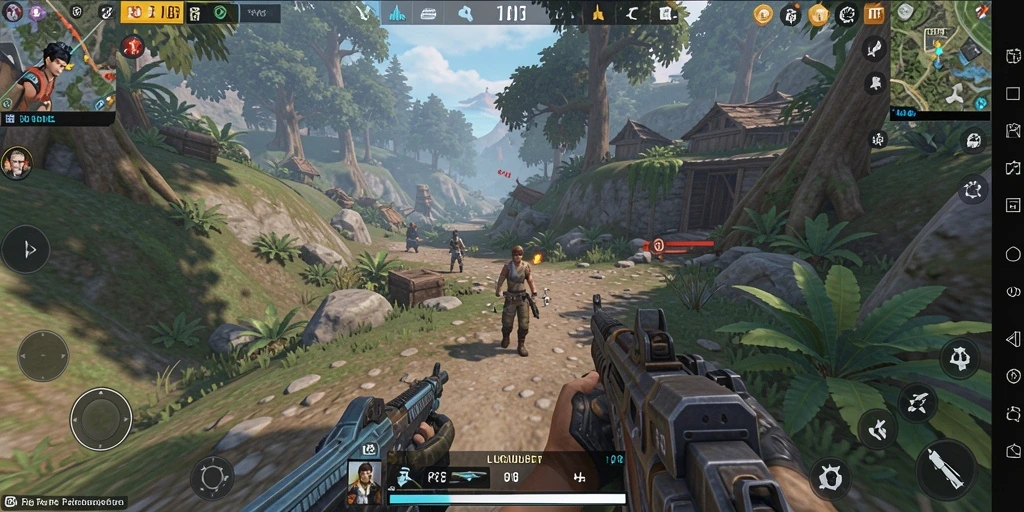 Tangkapan layar gameplay LUCUBET menampilkan aksi menegangkan dalam pertempuran TPS.