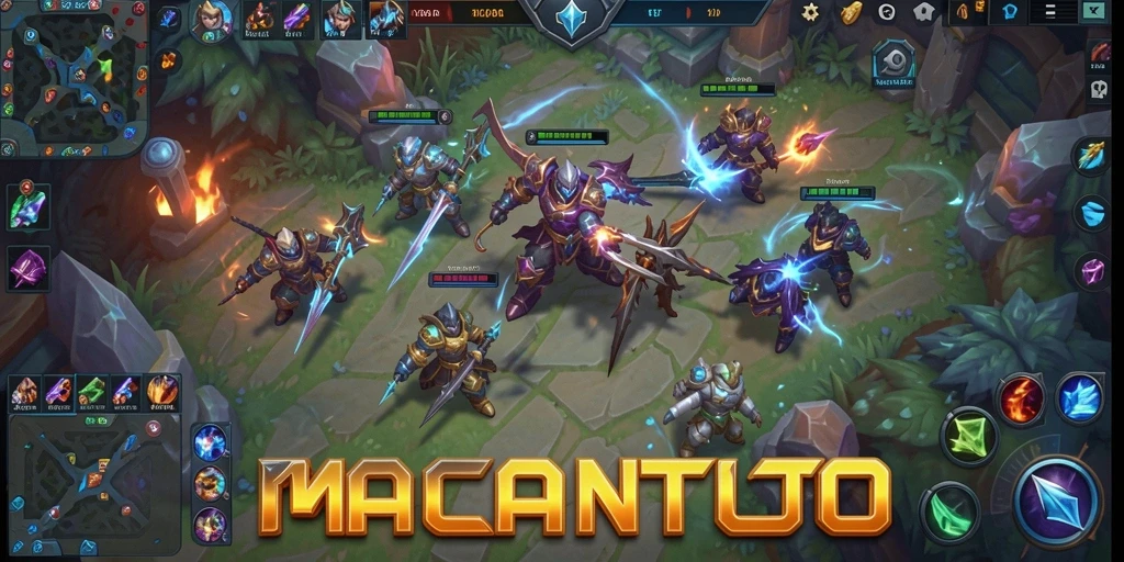 Screenshot gameplay epic dari MACANTOTO dengan tim bertarung.