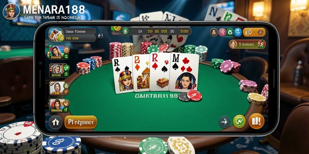 Screenshot gameplay Poker MENARA188 yang seru dan interaktif.