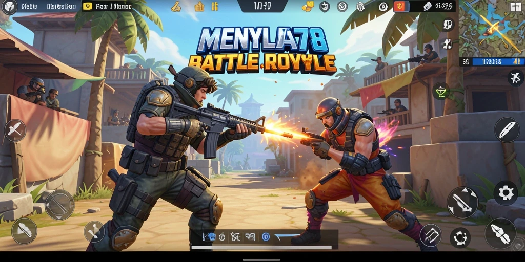 Screenshot gameplay MENYALA78 yang menampilkan aksi Battle Royale yang mendebarkan.