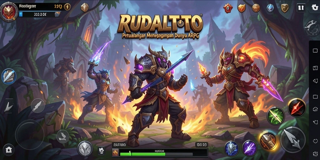 Screenshot permainan <strong>RUDALTOTO</strong> yang menampilkan aksi pertempuran seru dalam dunia ARPG.