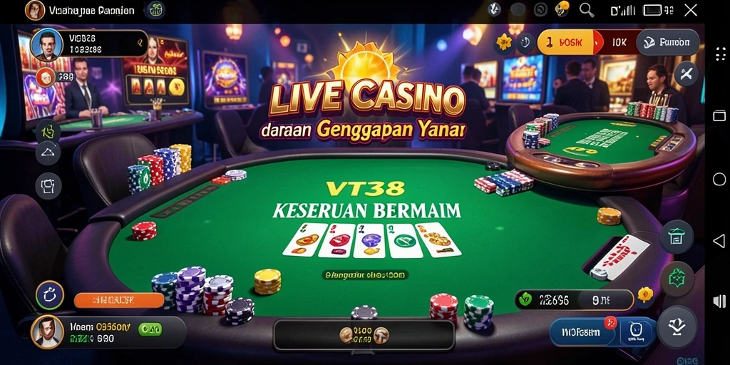 Screenshot gameplay VT38 yang menampilkan suasana Live Casino yang mendebarkan.